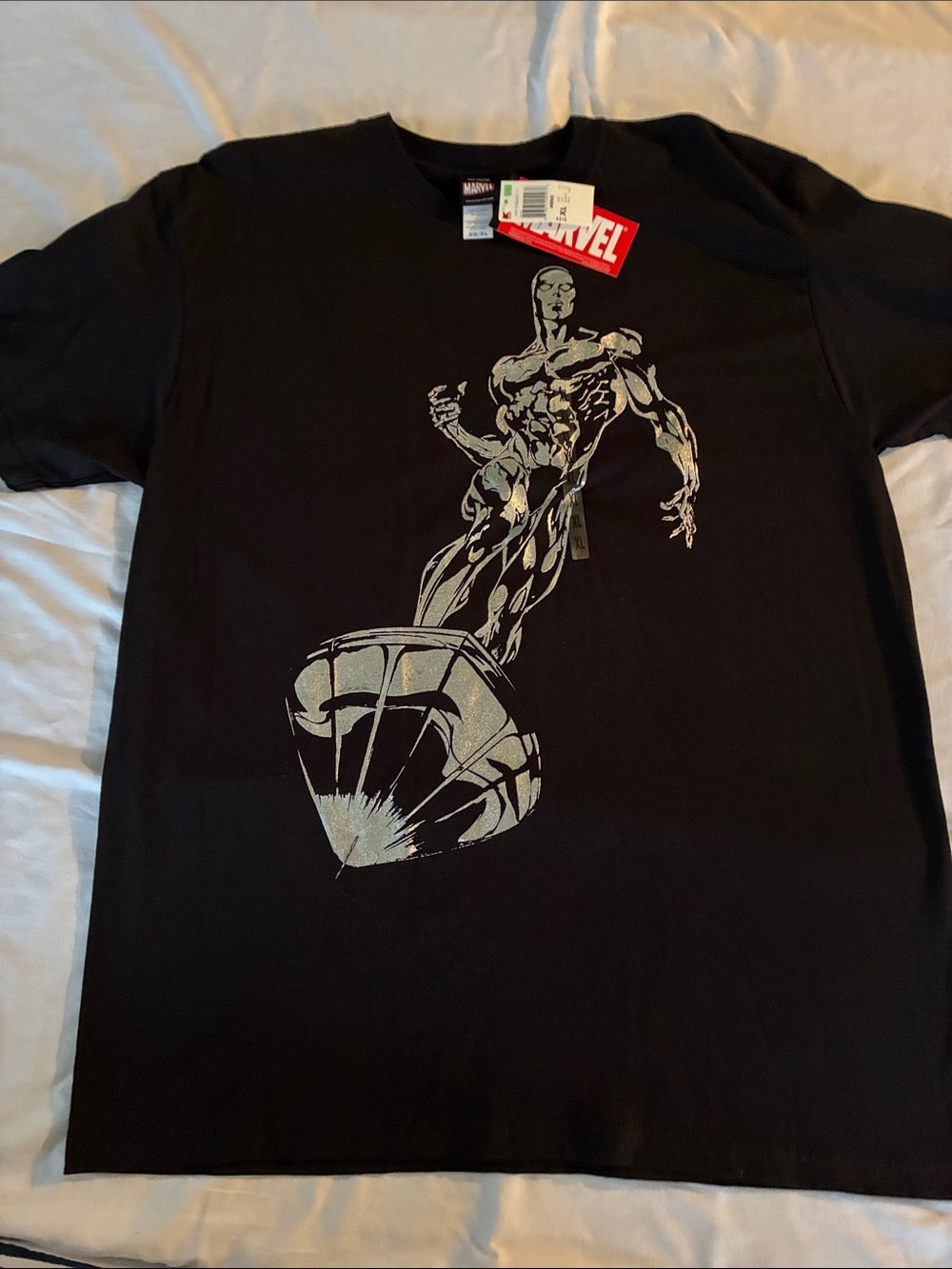 Marvel Unisex Black T-Shirt with Silver Silver Surfer Graphic